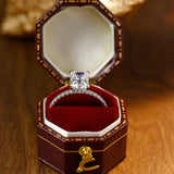 3.0 CT Radiant Shaped Moissanite Engagement Ring With Hidden Halo Pave Accents 6