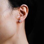 0.70 TCW Princess Cut Moissanite Stud Earrings in Gold 4