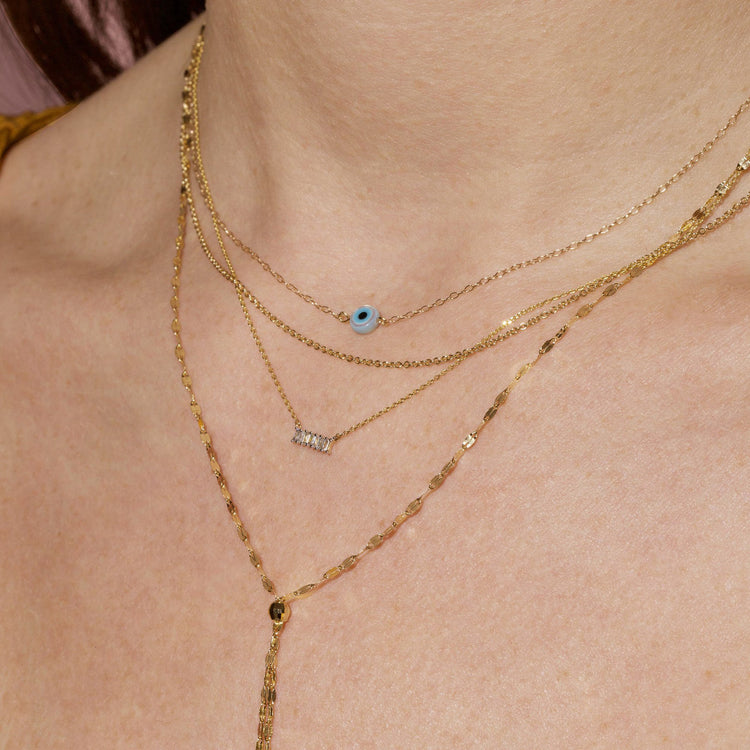 0.40 CT Baguette Moissanite Diamond Bar Pendant Necklace in Solid Gold 4