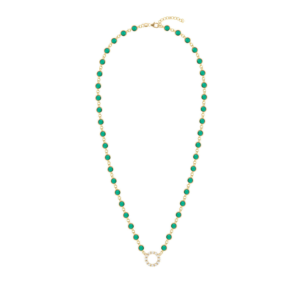 9.36 TCW Round Emerald Lab Made Diamond- May Birthstone Necklace 4