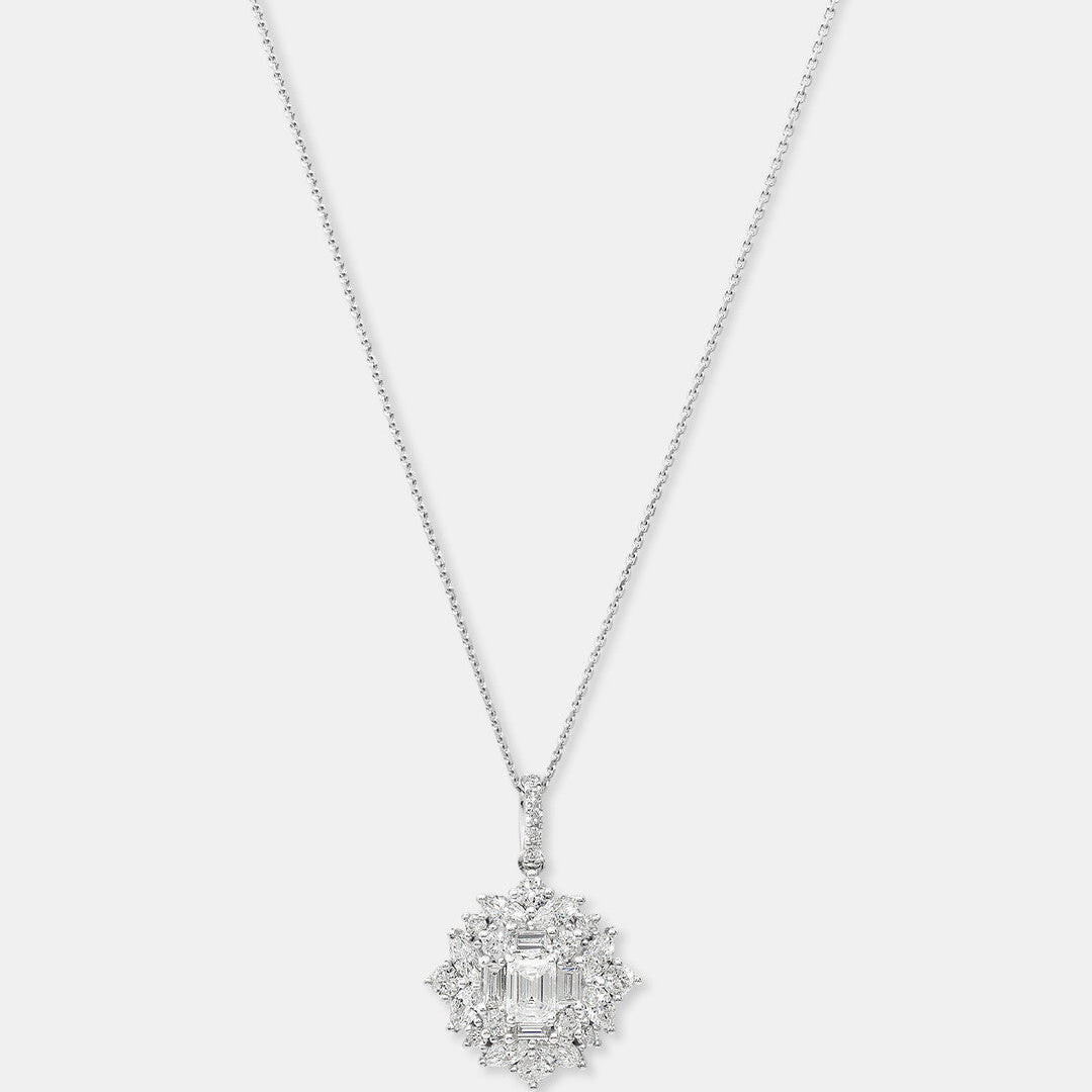 Round Cut Cubic Zirconia in 925 Sterling Silver Necklace 1
