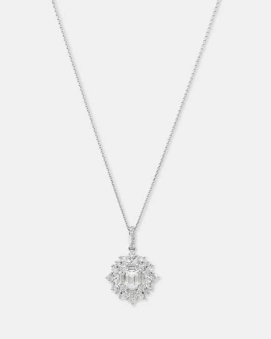 Round Cut Cubic Zirconia in 925 Sterling Silver Necklace 1