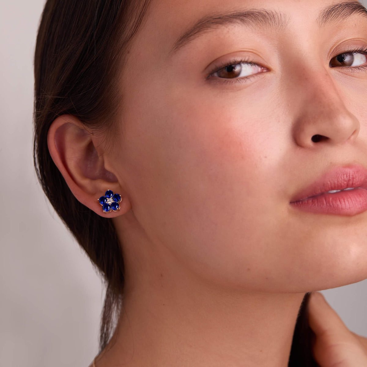 1.46 TCW Round Sapphire Lab Made Diamond- September Birthstone Earrings 3