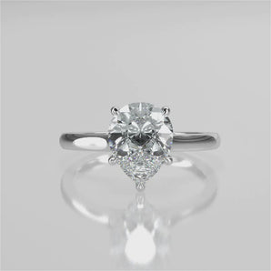 Stunning 1.31 CT Pear Moissanite Engagement Ring with Hidden Halo Design