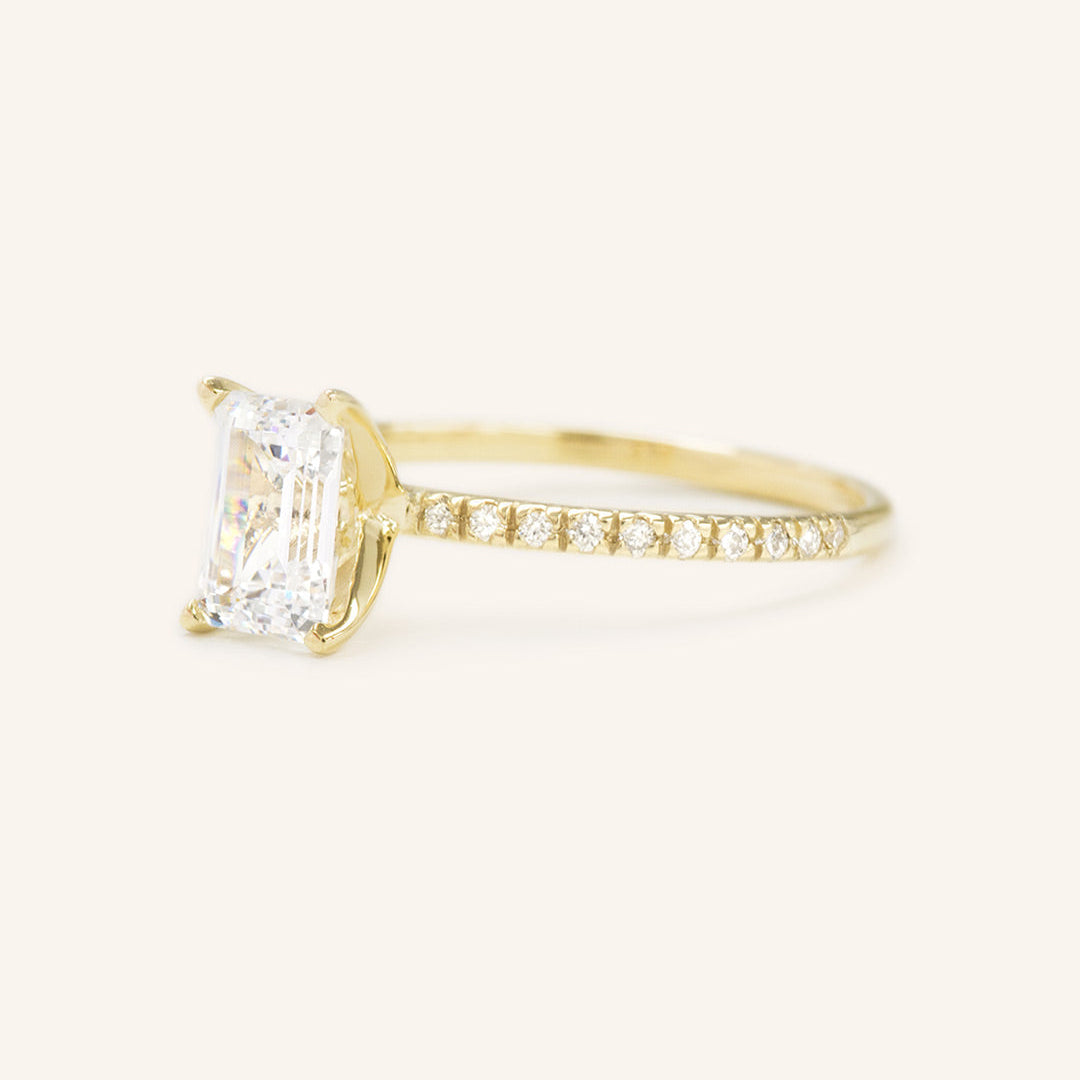 Stunning 1.5 CT Emerald Moissanite Engagement Ring with Pave Design 2