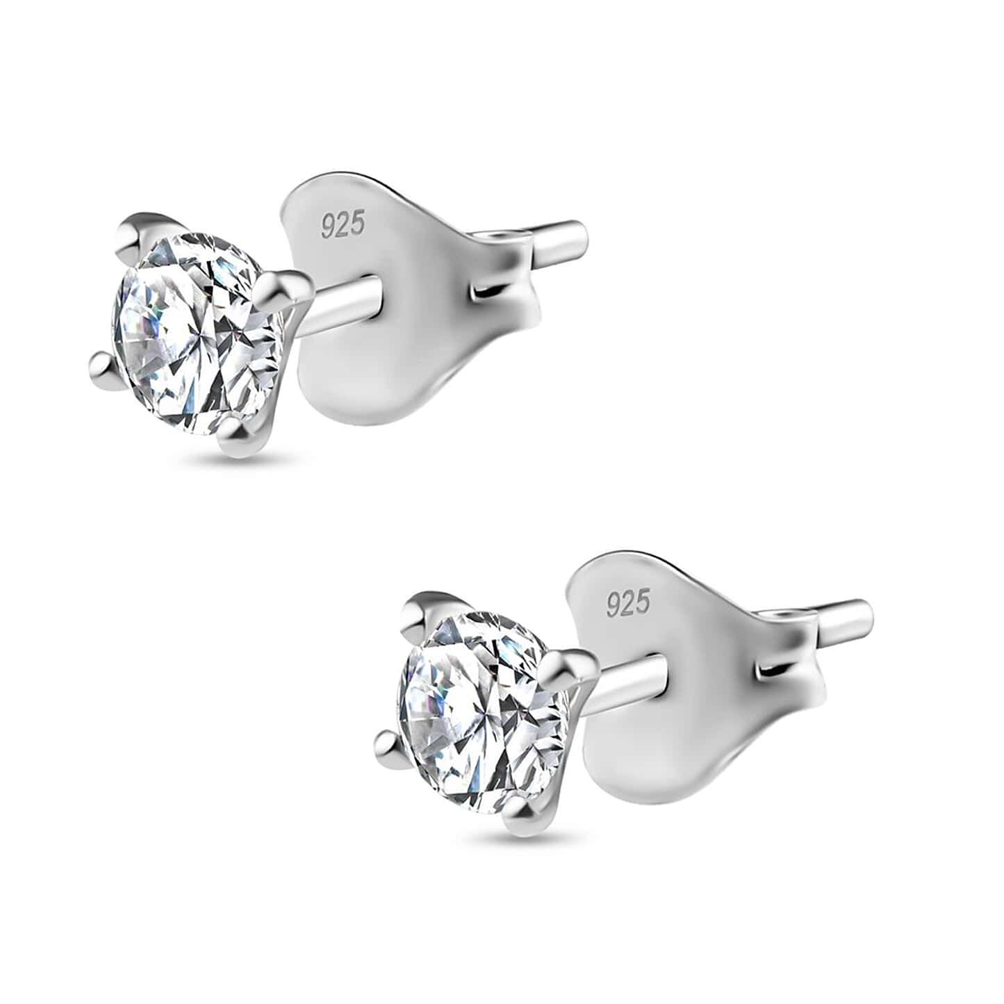 Round Cut Cubic Zirconia in 925 Sterling Silver Earrings 4