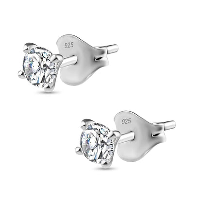 Round Cut Cubic Zirconia in 925 Sterling Silver Earrings 4