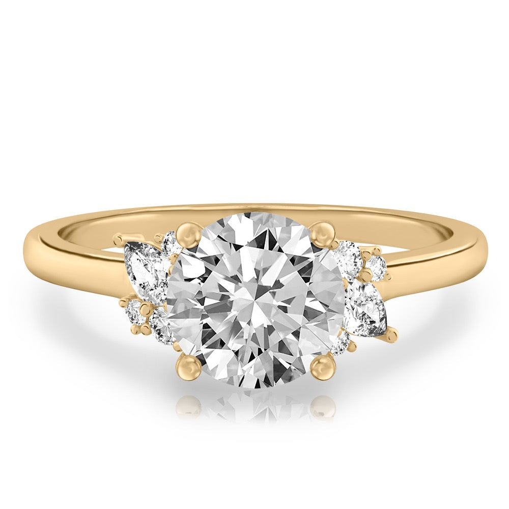 Stunning 0.50-1.50 CT Round Moissanite Engagement Ring With Cluster Design 1