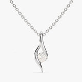 0.50 CT Round Moissanite Diamond Solitaire Pendant Necklace in Solid Gold 2