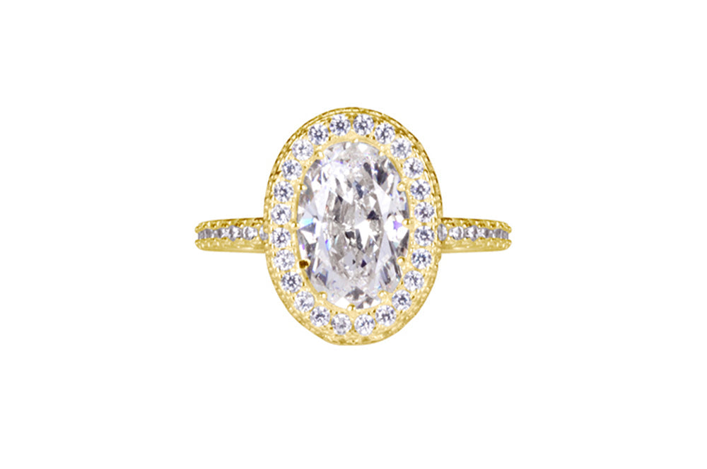 Oval Cut Halo Style Cubic Zirconia in 925 Sterling Silver Ring 3
