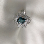 1.0 CT Pear Cut Flower Style London Blue Topaz Ring 4