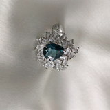 1.0 CT Pear Cut Flower Style London Blue Topaz Ring 4