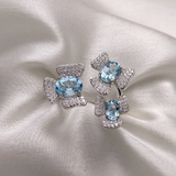 3.5 TCW Oval Cut Floral Style Blue Topaz Ring 4