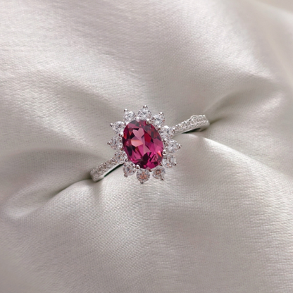 2.0 CT Oval Cut Halo & Pave Style Gemstone Ring