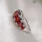 5.0 TCW Oval Cut Pave Style Red Garnets Engagement Rings 4