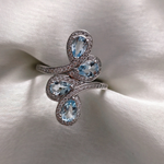2.0 TCW Pear & Round Cut Aquamarine Ring 4