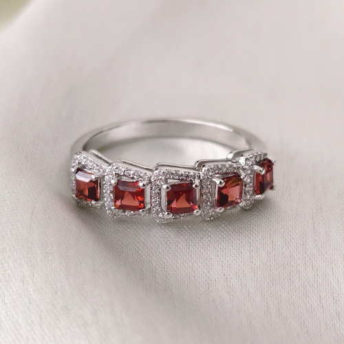 2.5 TCW Red Garnets Full Eternity Wedding Band 1