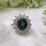 3.0 CT Oval Cut Cluster Style Blue Topaz Ring 4