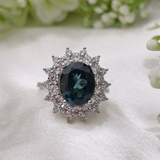 3.0 CT Oval Cut Cluster Style Blue Topaz Ring 4
