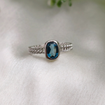 1.0 CT Oval Cut Pave BlueTopaz Ring 4