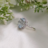 3.0 CT Oval Cut Halo Style Aquamarine Ring 4