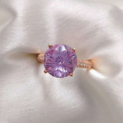 3.0 CT Round Cut Pave Amethyst Ring 1