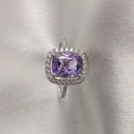 2.0 CT Cushion Cut Halo & Pave Style Pale Amethyst Ring 4