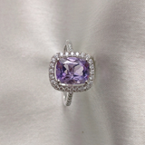 2.0 CT Cushion Cut Halo & Pave Style Pale Amethyst Ring 4