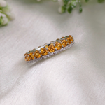 3 TCW Round Yellow Citrine Full Eternity Wedding Band 4