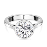 Round Cut Bezel Style Cubic Zirconia in 925 Sterling Silver Ring 1