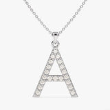 0.20 CT Round Moissanite Diamond Letter Pendant Necklace in Solid Gold 2