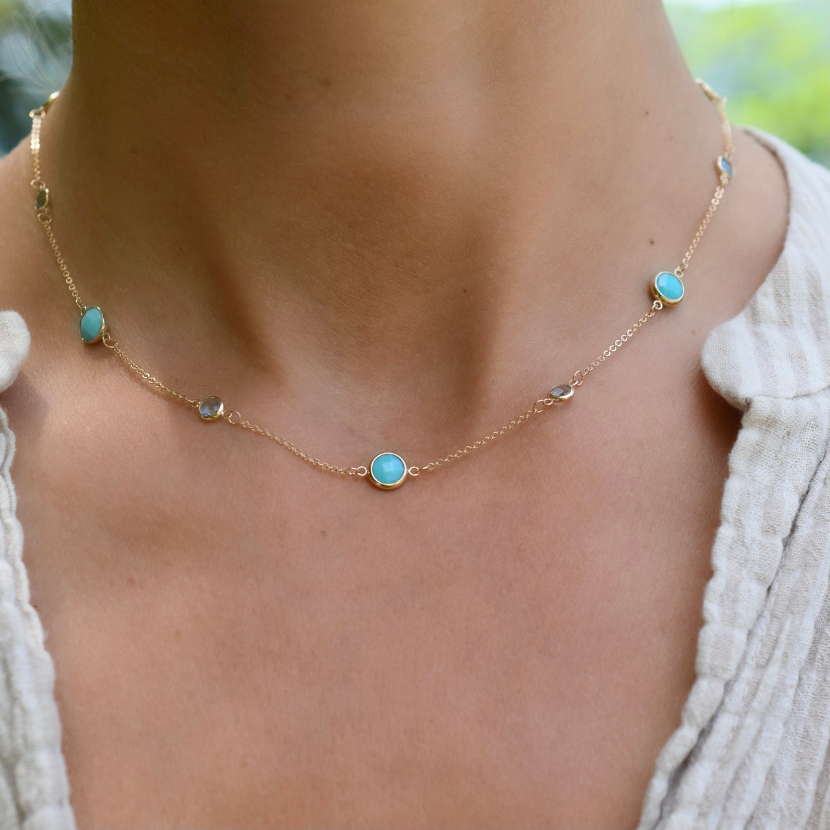 6.0 TCW Round Topaz Lab Made Diamond- December Birthstone Necklace 3