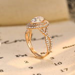 Stunning 2.0 CT Pear Moissanite Engagement Ring with Double Halo & Pave Design 3