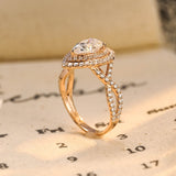 Stunning 2.0 CT Pear Moissanite Engagement Ring with Double Halo & Pave Design 3