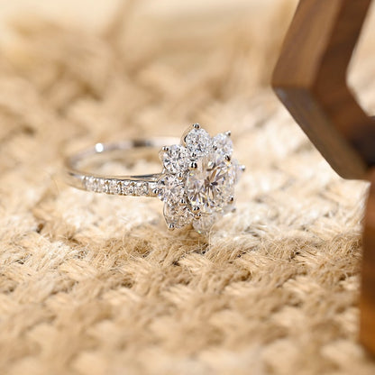 Stunning 2.0 CT Round Moissanite Engagement Ring with Halo & Pave Design 2