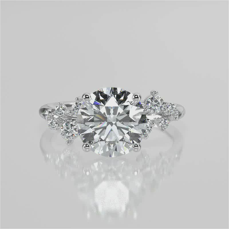 Stunning 2.0 CT Round Moissanite Engagement Ring with Cluster Design 4