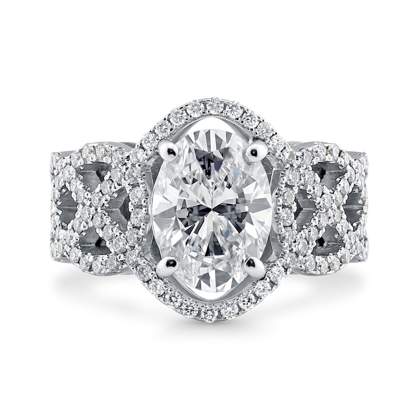 Stunning 2.0 CT Oval Moissanite Stones Channel Engagement Ring 1