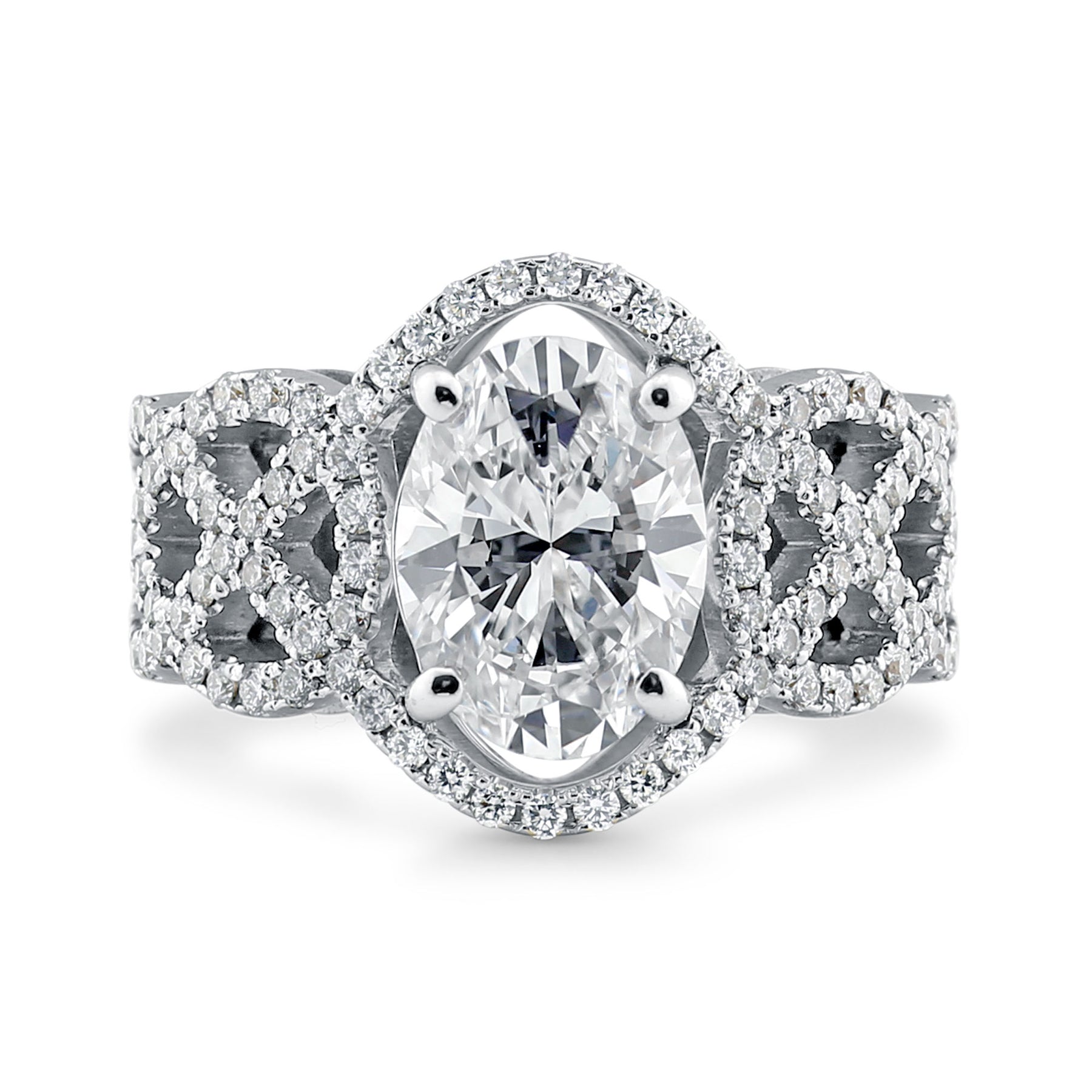 Stunning 2.0 CT Oval Moissanite Stones Channel Engagement Ring 1