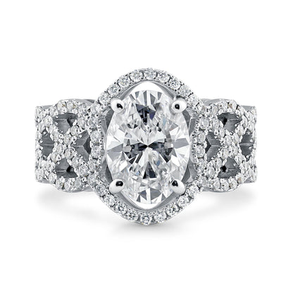 Stunning 2.0 CT Oval Moissanite Stones Channel Engagement Ring 1