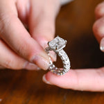 Stunning 1.0 - 2.0 CT Emerald Moissanite Engagement Ring With Hidden Halo Design 2