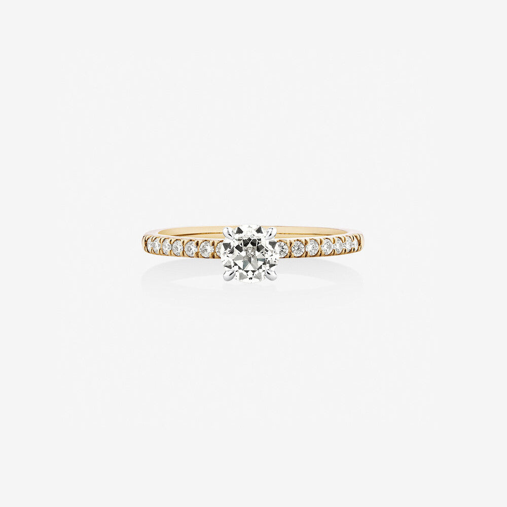 Stunning 0.65 CT Round Moissanite Engagement Ring Pave Design 1