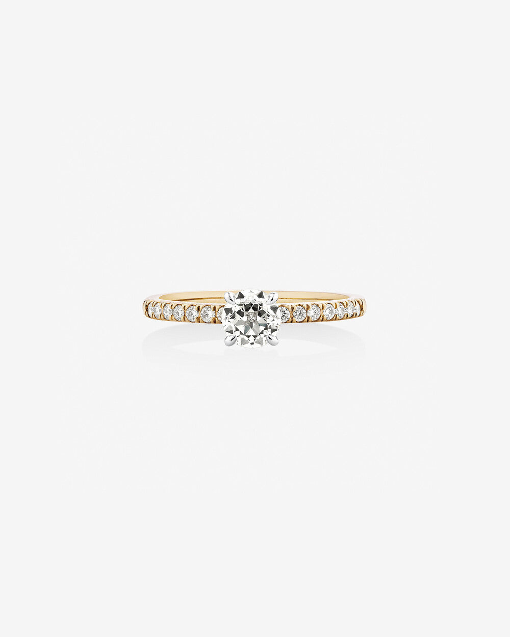 Stunning 0.65 CT Round Moissanite Engagement Ring Pave Design 1