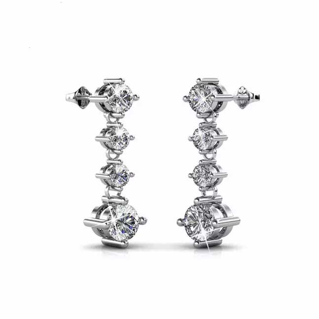Round Cut Cubic Zirconia in 925 Sterling Silver Earrings 4