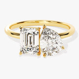 Stunning 2.50 TCW Pear & Emerald Moissanite Engagement Ring 1