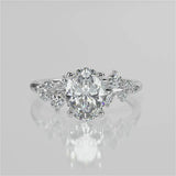 Stunning 1.42 CT Oval Moissanite Engagement Ring with Cluster Design 4