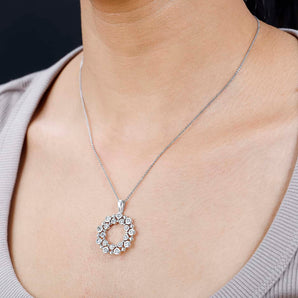 Round Cut Cubic Zirconia in 925 Sterling Silver Necklace