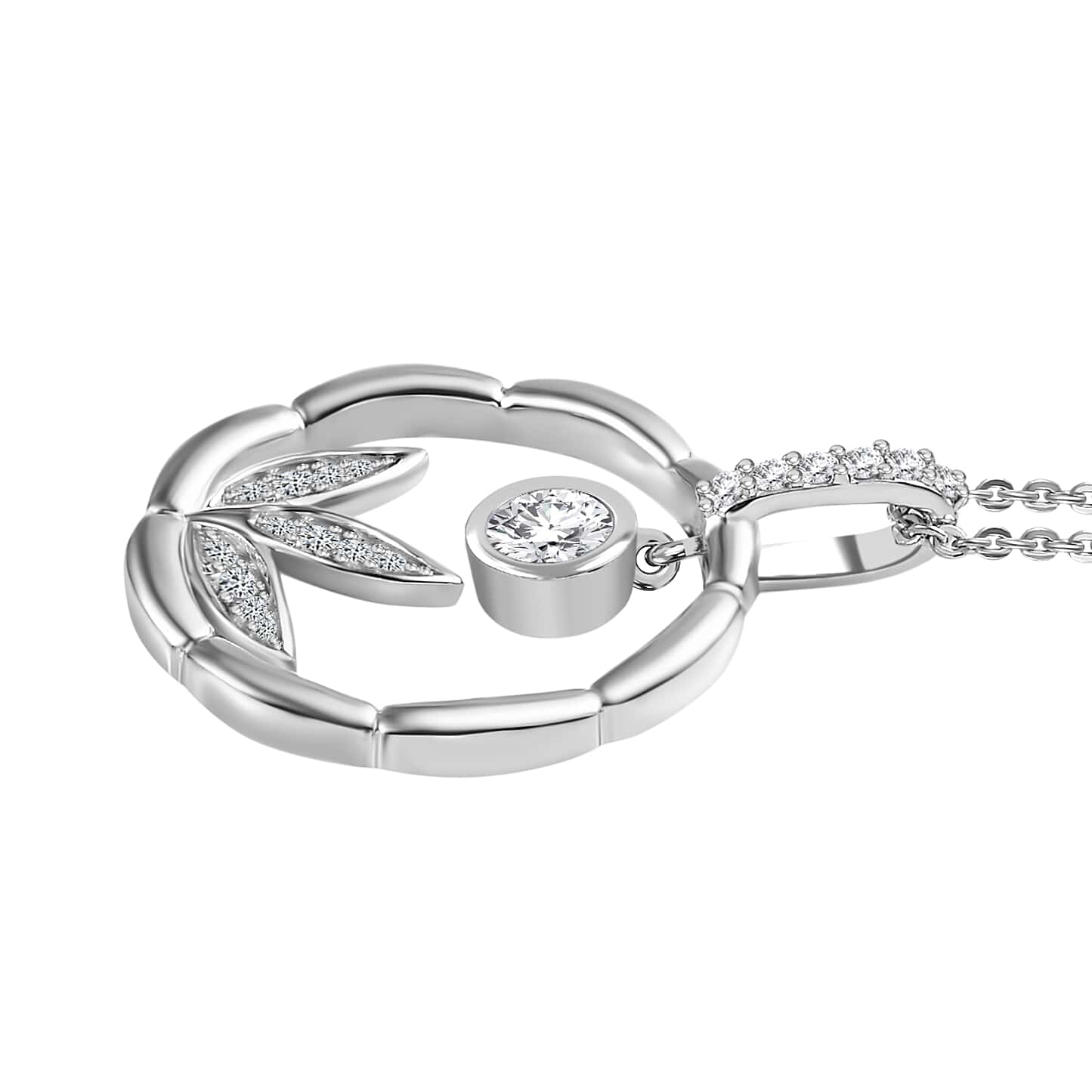 Round Cut Cubic Zirconia in 925 Sterling Silver Necklace 4