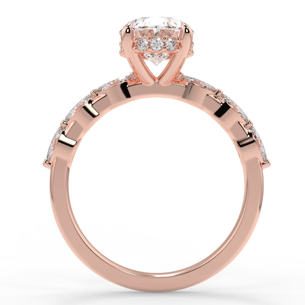 Stunning 2.11 CT Oval Moissanite Engagement Ring with Hidden Halo Halo & Pave Design 9