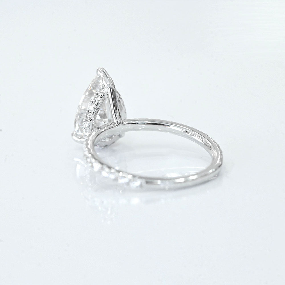 Stunning 2.0 CT Pear Moissanite Engagement Ring with Hidden Halo & Pave Design 3