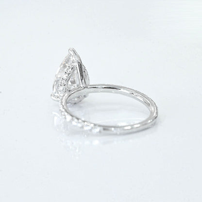 Stunning 2.0 CT Pear Moissanite Engagement Ring with Hidden Halo & Pave Design 3